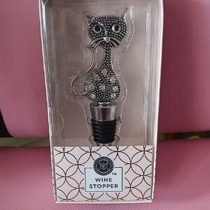 Expressions Black and Silver Cat Wine Stopper